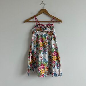 Vintage 90s Ralph Lauren Floral Print Ruffle Bodice Dress Size 6